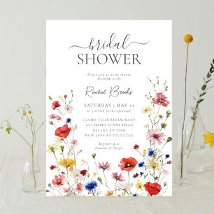 Colorful Wildflower Floral Greenery Bridal Shower Invitation