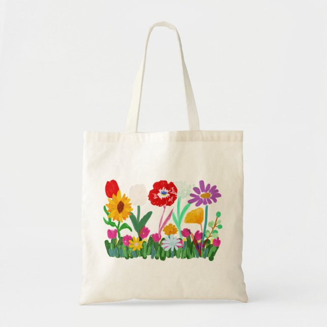 Colorful Wildflower Garden on Budget Tote Bag (Front)