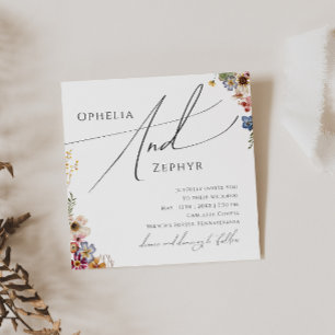 Colorful Wildflower   Garden Square Wedding Invitation