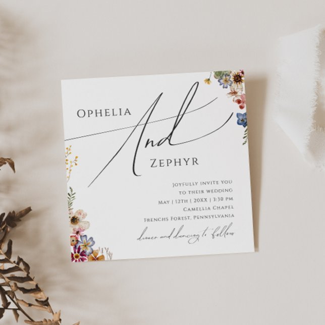 Colorful Wildflower | Garden Square Wedding Invitation (Creator Uploaded)