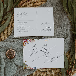 Colorful Wildflower Menu Choice RSVP Postcard