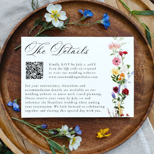 Colorful Wildflower QR Code Wedding Details Enclosure Card