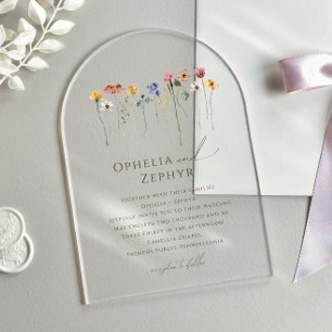 Colorful Wildflower Wedding   Acrylic Invitations