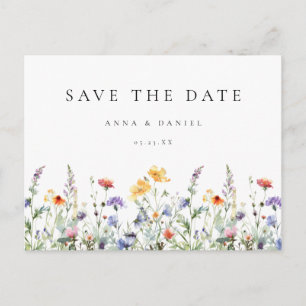 Colorful Wildflower Wedding Save the Date Postcard