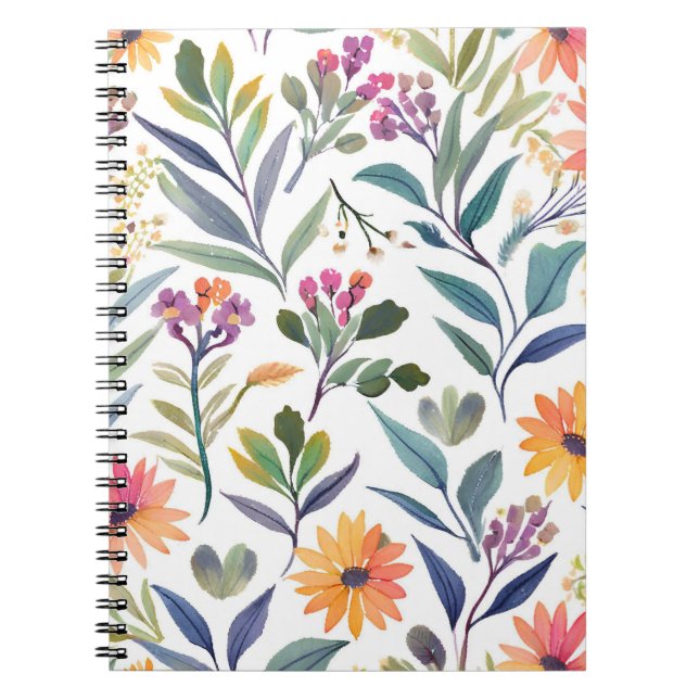 Colorful Wildflowers | Beautiful Floral Watercolor Notebook (Front)