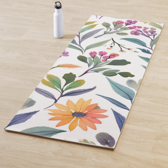 Colorful Wildflowers | Beautiful Floral Watercolor Yoga Mat (In Situ)