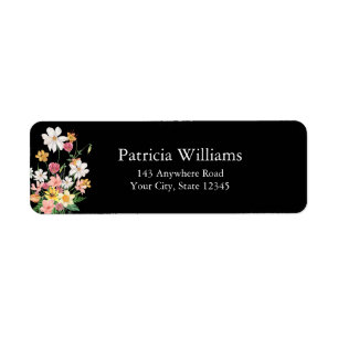 Colorful Wildflowers Black Return Address