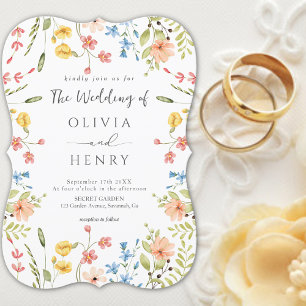 Colorful Wildflowers Elegant Garden Wedding Invitation