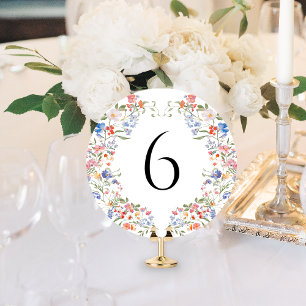 Colorful Wildflowers Floral Round Table Number