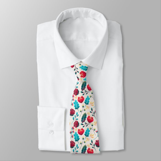 Colorful Wildflowers Pattern Tie (Tied)