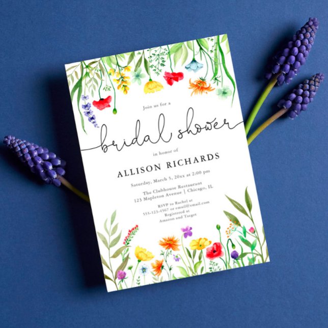 Colorful wildflowers spring bridal shower invitation (Creator Uploaded)