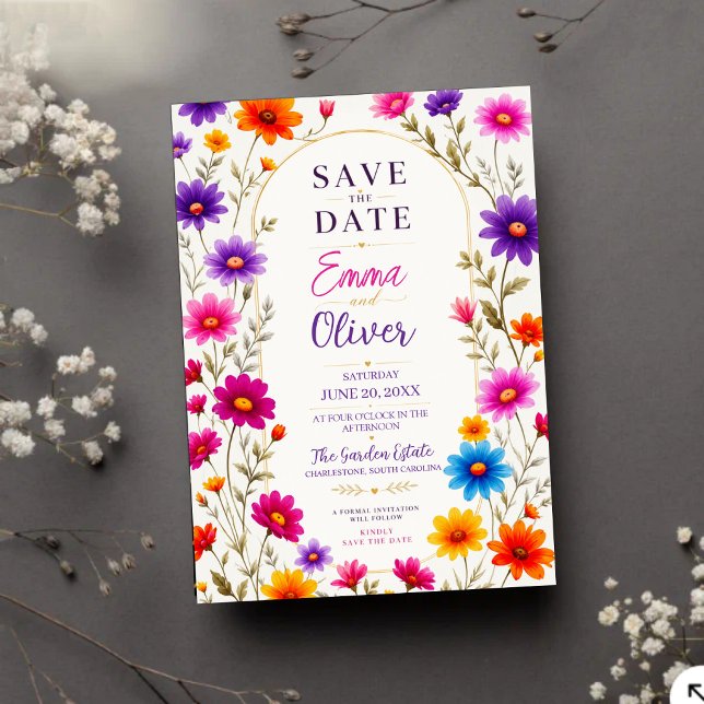 Colorful Wildflowers Wedding Invitation (Creator Uploaded)