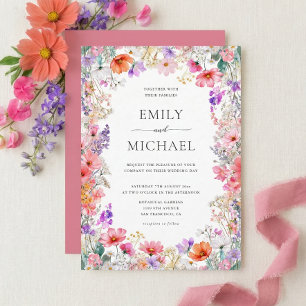 Colorful Wildflowers Wedding Invitation