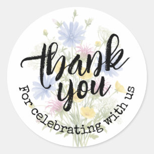 Colorful Wildflowers Wedding Party Thank You Classic Round Sticker