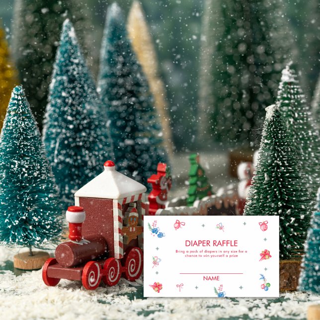 Colorful Winter Diaper Raffle Baby Shower  Enclosure Card (Colorful Winter Diaper Raffle Baby Shower Enclosure Card)