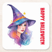Colorful Witch Drawing Halloween 