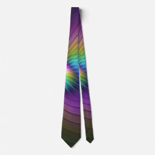 Colorful With Blue Modern Abstract Fractal Art Tie