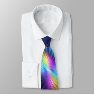 Colorful With Blue Modern Abstract Fractal Art Tie