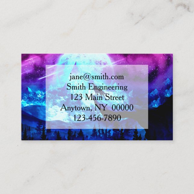 Colorful wolf howling business card (Front)