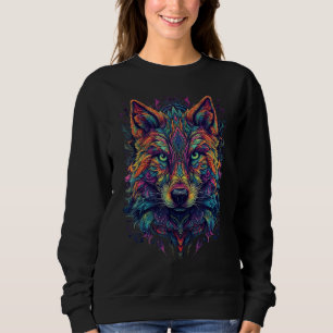 Colorful Wolf Psychedelic Trippy Hippie Men Women Sweatshirt
