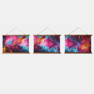 Colorful Wooden wall tapestry hanger
