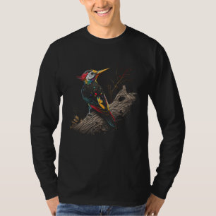 Colorful Woodpecker Paint Drip Art Design Woodpeck T-Shirt
