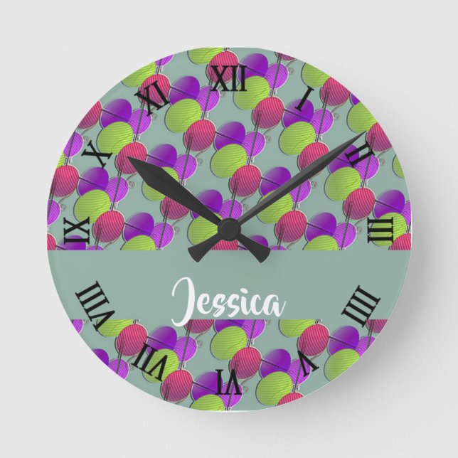 Colorful wool on gray round clock (Front)