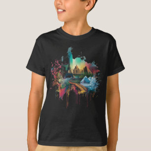 Colorful World Landmarks Collage Poster T-Shirt