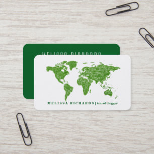Colorful World Map Travel  Blog Business Card