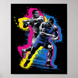 Colorful Wrestling Player For Men Women Kids Wrest Poster