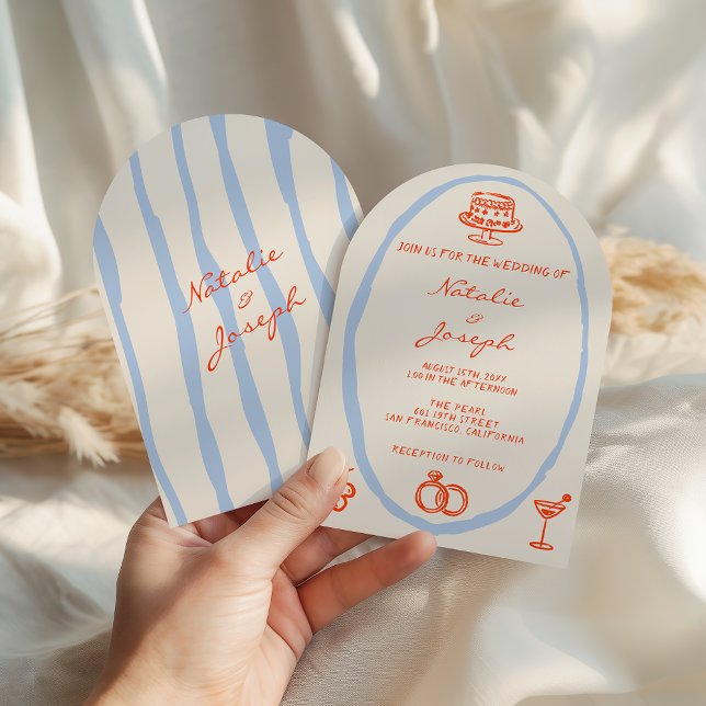 Colorful Written Painted Whimsical Arched Wedding Invitation (Creator Uploaded)