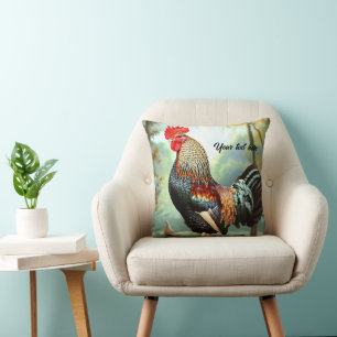 Colorful Wyandotte Rooster Cushion