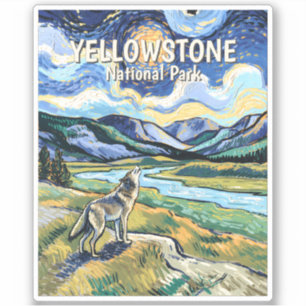 Colorful Yellowstone National Park Wolf Howling