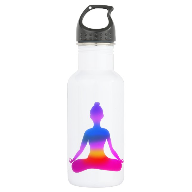 Colorful Yoga Lady Silhouette Bottle (Front)