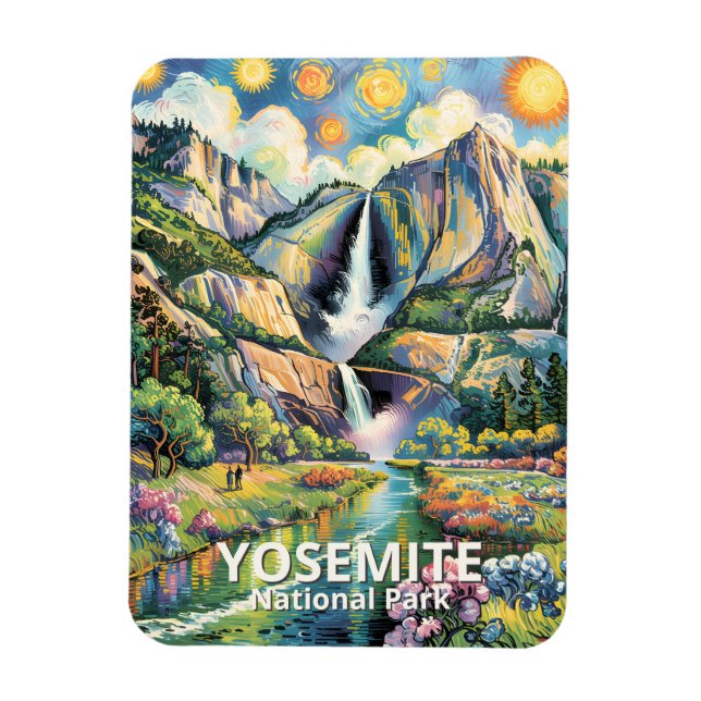 Colorful Yosemite Spring Waterfall Hiking Trail Magnet (Vertical)