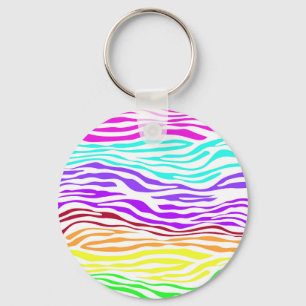Colorful Zebra Stripes Key Ring
