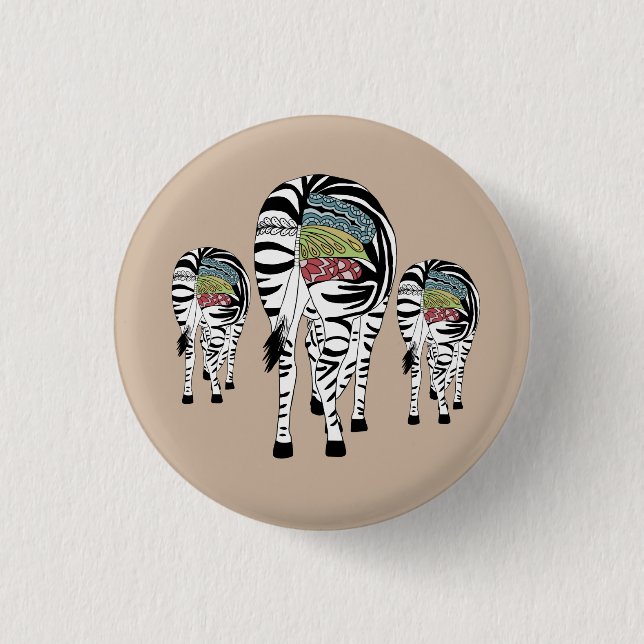 colorful zebras 3 cm round badge (Front)