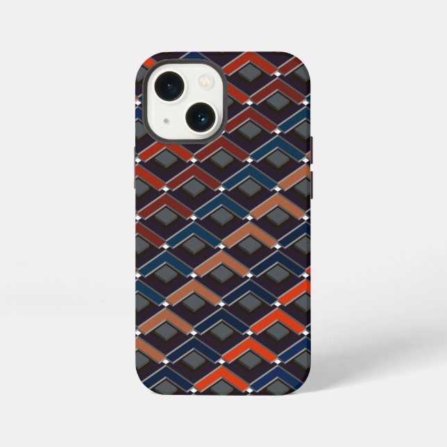 Colorful zigzag Karo-steps iPhone Case (Back)