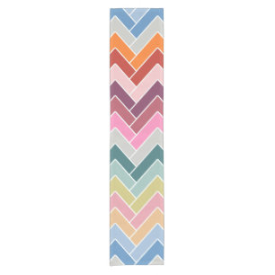 Colorful Zigzag Retro Chevron Short Table Runner