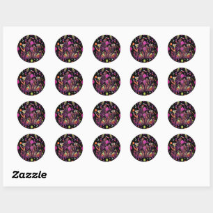 Colorful Zombie Party Chaos For Halloween Classic Round Sticker