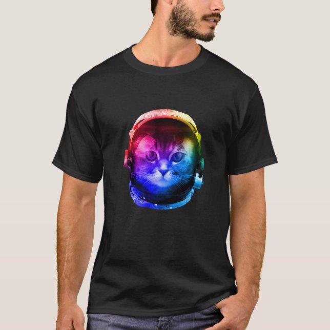 Colorfull Astronaut Cat T-Shirt (Front)