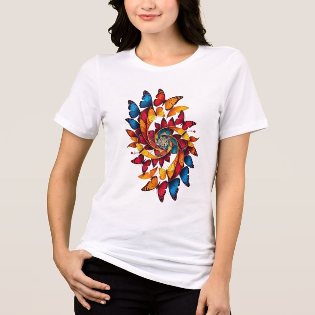 Colorfull Butterfies Tee's for Her Tri-Blend Shirt (Front)
