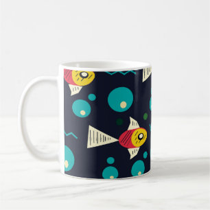 Colorfull Fish with waves in the sea. Geometry for Coffee Mug