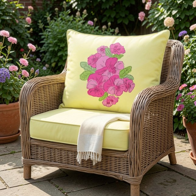 Colorfull Flower and Leaves Throw Pillow (Creator Uploaded)