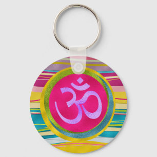 Colorfull Glitter OM symbol Key Ring
