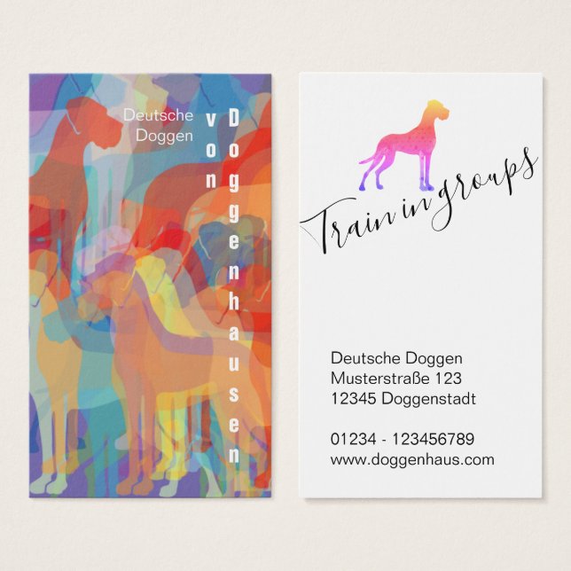 Colorfull Great Dane Kennel Business Cards (Front & Back)