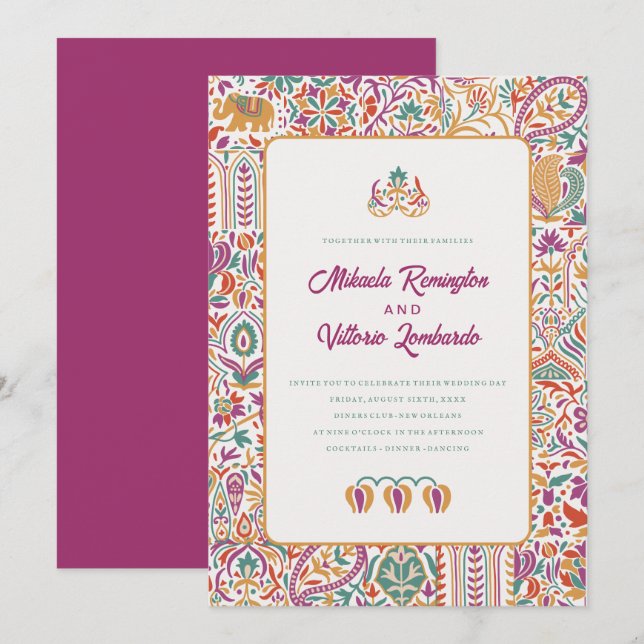 Colorfull Indian Style Wedding Invitation (Front/Back)