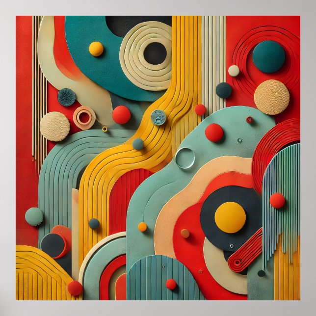 Colorfull Modern Abstract organic Shapes  Wall Art (Front)