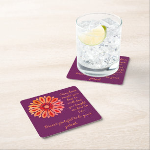 COLORFULL MODERN FLOWER GIFT DAUGHTER SISTER MOM C SQUARE PAPER COASTER