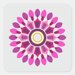 COLORFULL MODERN FLOWER GIFT DAUGHTER SISTER MOM SQUARE STICKER